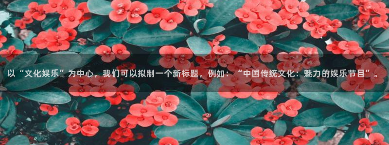 赢乐大厅官网.facca.中国：以“文化娱乐”为中心，我们可以拟制一个新标题，例如：“中国传统文化：魅力的娱乐节目”。